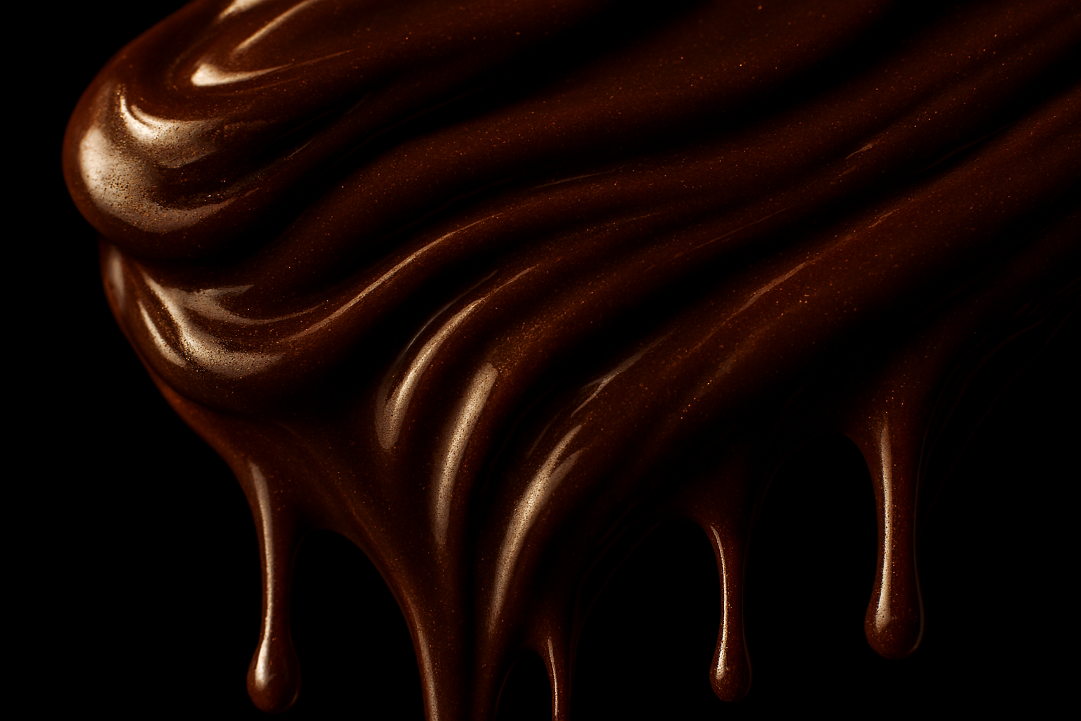 Chocolate derretendo em fundo preto luxuoso